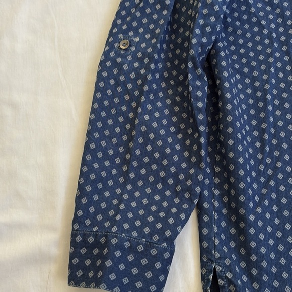 J Jill Chambray Blue Denim Longsleeve Diamond Button Down Tunic Top Women’s M - Picture 6 of 11
